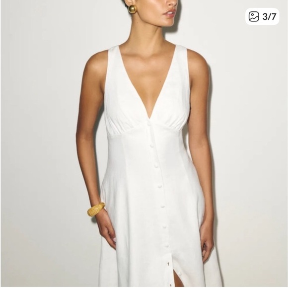 Reformation Sebastien White Linen Button-Up Dress - Picture 4 of 5